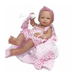 Кукла Baby  в розовом песочнике в клетку р.37см.